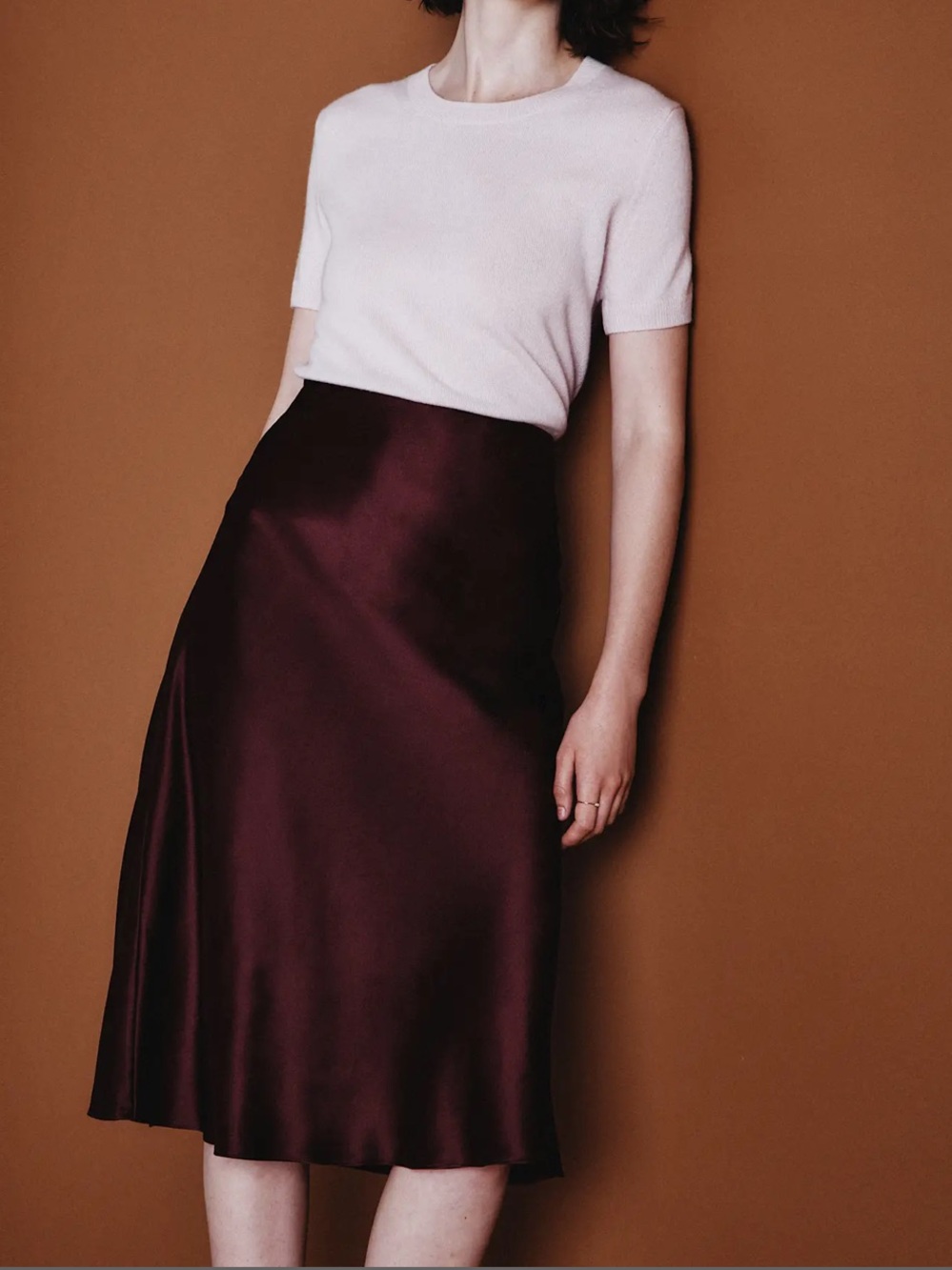 Quince 100% Washable Silk Skirt Wine Tasting Red Size Medium